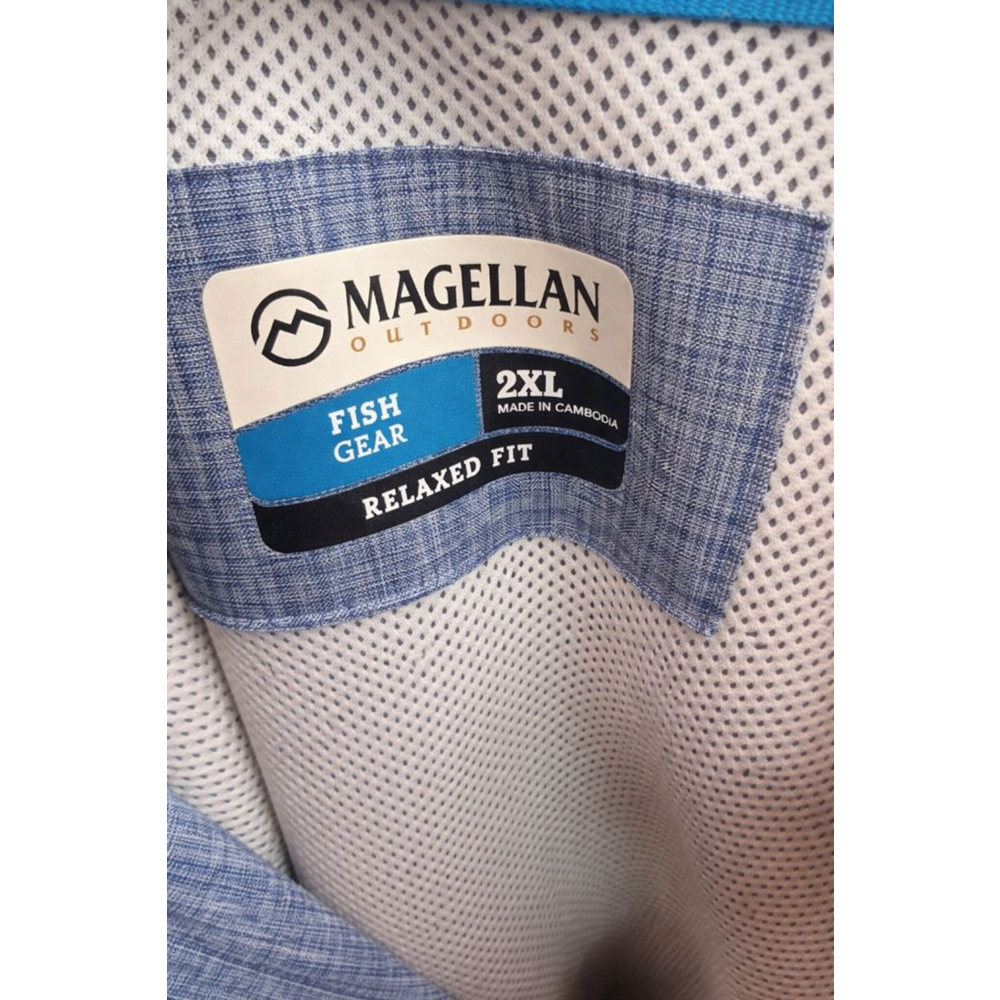 Magellan Aransas Pass Fishing Shirt 2XL Blue Vented Short Sleeve Outdoor - Picture 5 of 7